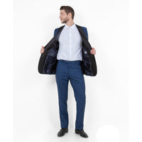 Blue / Black Solid with Black Shawl Collar Trim 2 - PC Slim Fit Suits - Bundle Bus