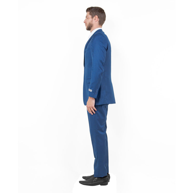 Blue Men's 2pc Sharkskin Suit Slim - Fit - Bundle Bus