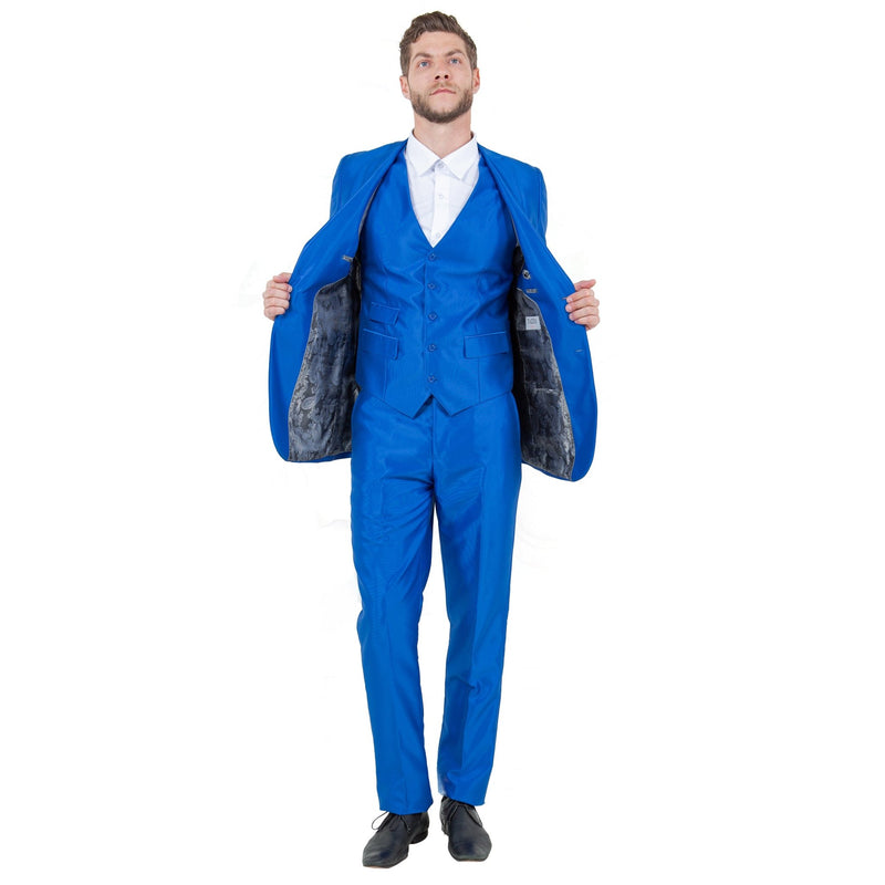Blue Men's Sharskin Slim - Fit 3 - Piece Suit - Bundle Bus