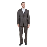 Brown Solid Shiny Sharkskin 3 - PC Regular Modern Fit Suits - Bundle Bus