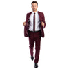 Burgundy Men's Hybrid - Fit 3pc Paisley Suit w/ Wide Black Shawl Collar - Bundle Bus