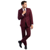 Burgundy Men's Hybrid - Fit 3pc Paisley Suit w/ Wide Black Shawl Collar - Bundle Bus