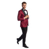 Burgundy Men's Hybrid - Fit 3pc Paisley Suit w/ Wide Black Shawl Collar - Bundle Bus