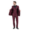 Burgundy Men's Sharskin Slim - Fit 3 - Piece Suit - Bundle Bus
