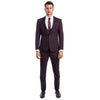 Burgundy Men's Ultra Slim - Fit 3 - Piece Glen Check Suit - Bundle Bus