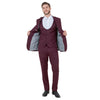 Burgundy Men's Ultra Slim - Fit 3pc Suit w/ Expandable Waistband - Bundle Bus