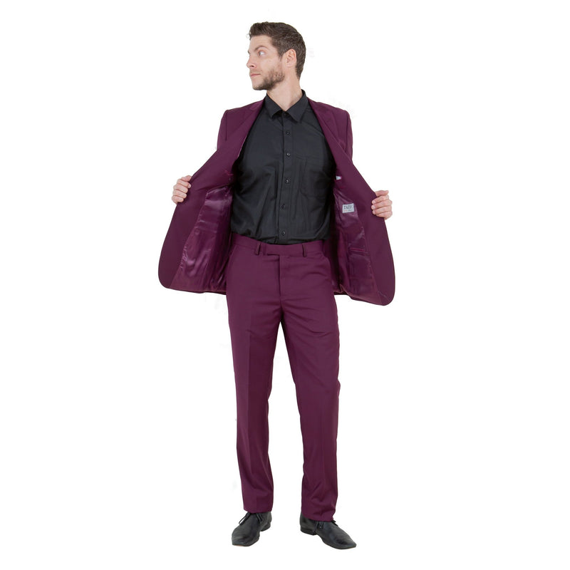 Burgundy Solid 2 - PC Slim Fit Performance Stretch Suits - Bundle Bus