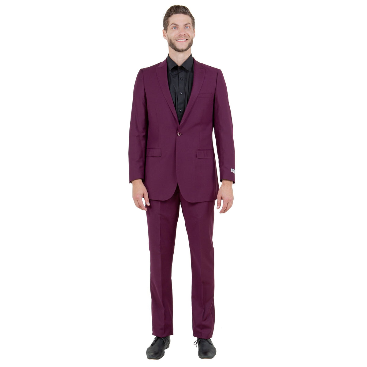 Burgundy Solid 2 - PC Slim Fit Performance Stretch Suits - Bundle Bus