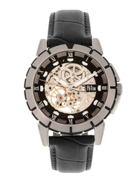 Reign Philippe Automatic Leather-Band Skeleton Watch