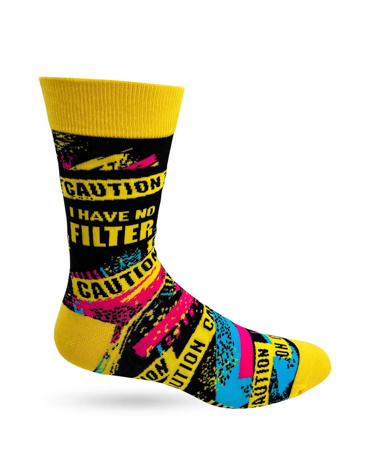 Caution I Have No Filter Men's Novelty Crew Socks - Bundle Bus