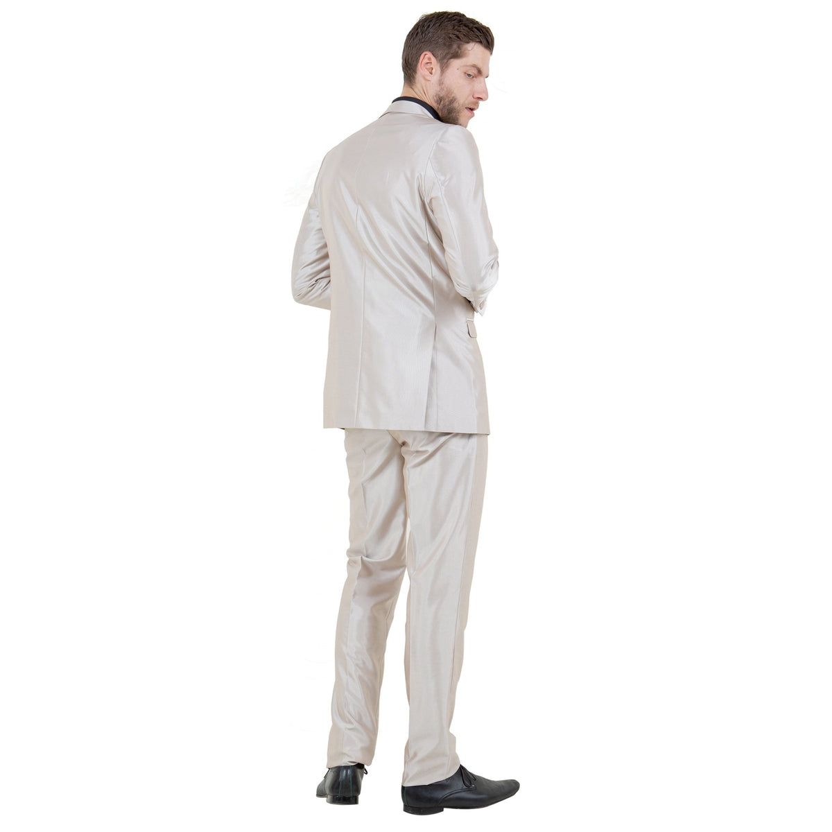 Champagne Men's Sharskin Slim - Fit 3 - Piece Suit - Bundle Bus