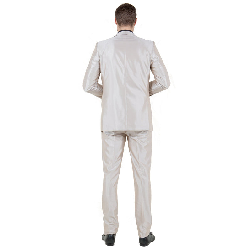 Champagne Men's Sharskin Slim - Fit 3 - Piece Suit - Bundle Bus