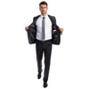 Charcoal Grey Men's Hybrid - Fit 3pc Paisley Suit w/ Wide Black Shawl Collar - Bundle Bus
