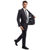 Charcoal Grey Men's Hybrid - Fit 3pc Paisley Suit w/ Wide Black Shawl Collar - Bundle Bus