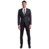 Charcoal Grey Men's Hybrid - Fit 3pc Paisley Suit w/ Wide Black Shawl Collar - Bundle Bus