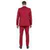Cherry Red Men's Ultra Slim - Fit 3pc Suit w/ Expandable Waistband - Bundle Bus