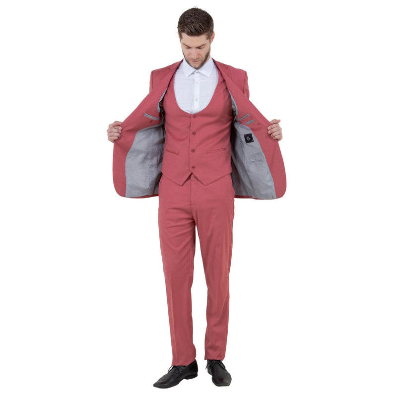 Coral Men's Ultra Slim - Fit 3pc Suit w/ Expandable Waistband - Bundle Bus