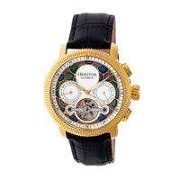Heritor Automatic Aura Semi-Skeleton Leather-Band Watch