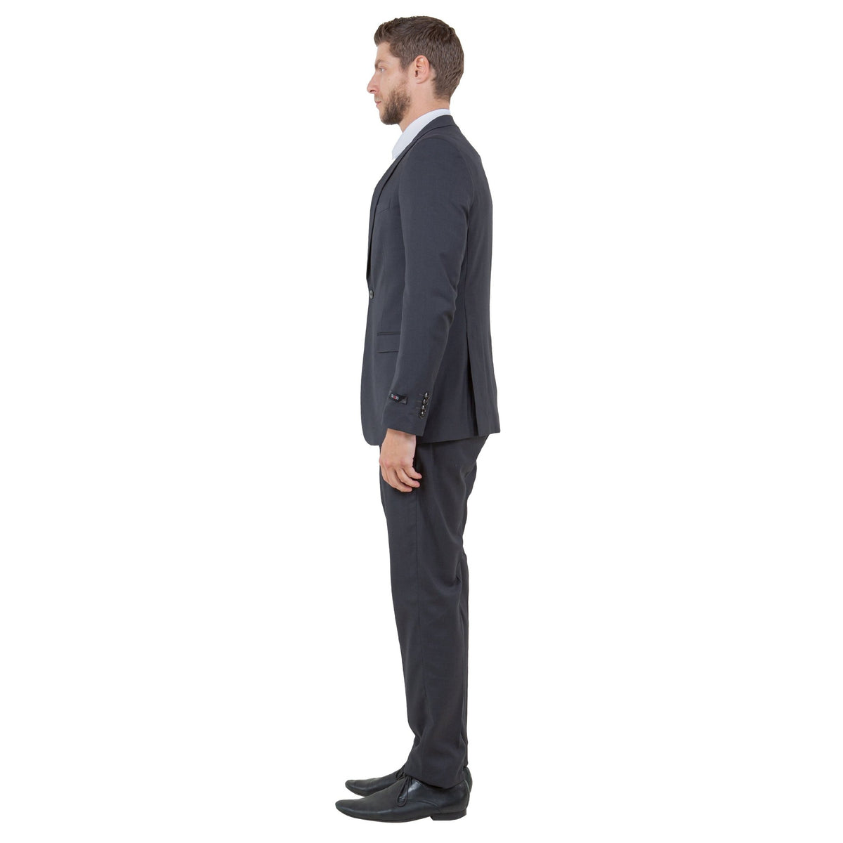 Dark Grey Men's Ultra Slim - Fit 3pc Suit w/ Expandable Waistband - Bundle Bus