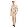 Dark Tan Men's Slim - Fit 3 - Piece Sharkskin Suit - Bundle Bus