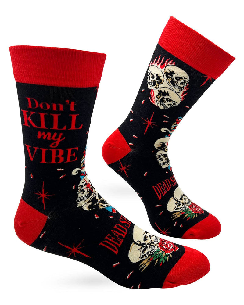 Don't Kill My Vibe Dead Serious Men's Novelty Crew Socks - Bundle Bus