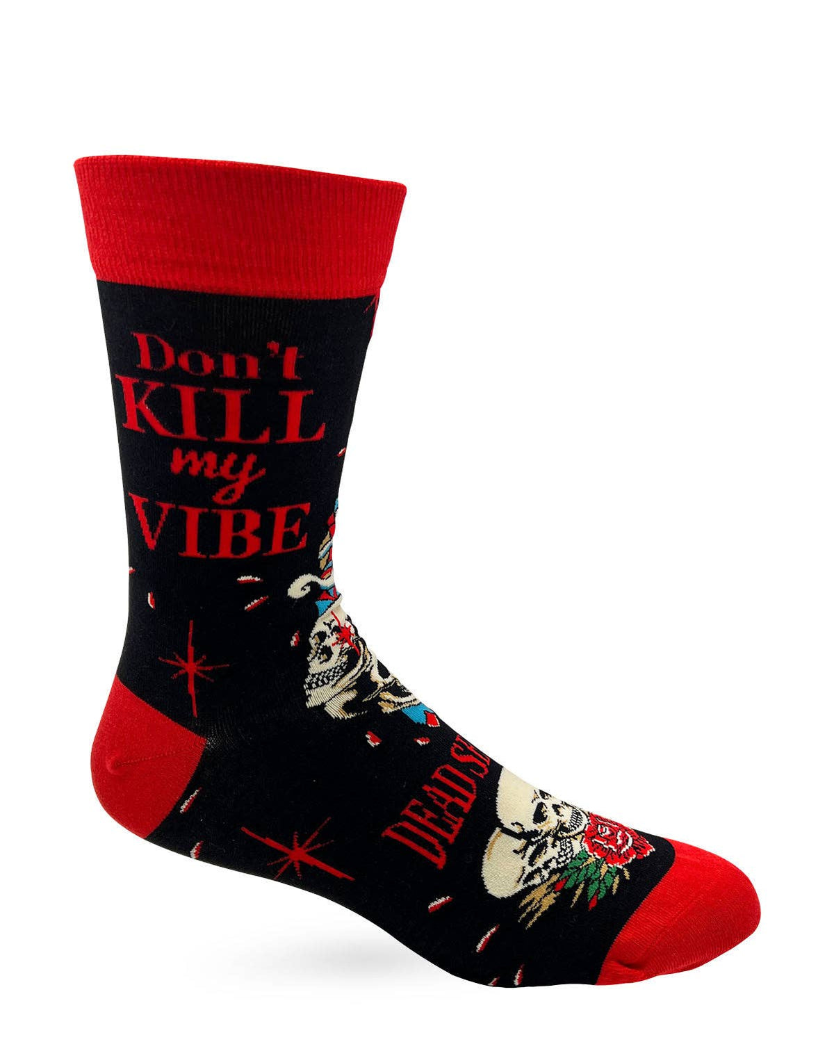 Don't Kill My Vibe Dead Serious Men's Novelty Crew Socks - Bundle Bus