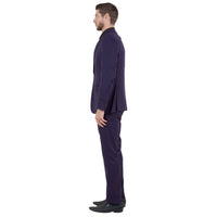 Eggplant Men's Ultra Slim - Fit 3pc Suit w/ Expandable Waistband - Bundle Bus