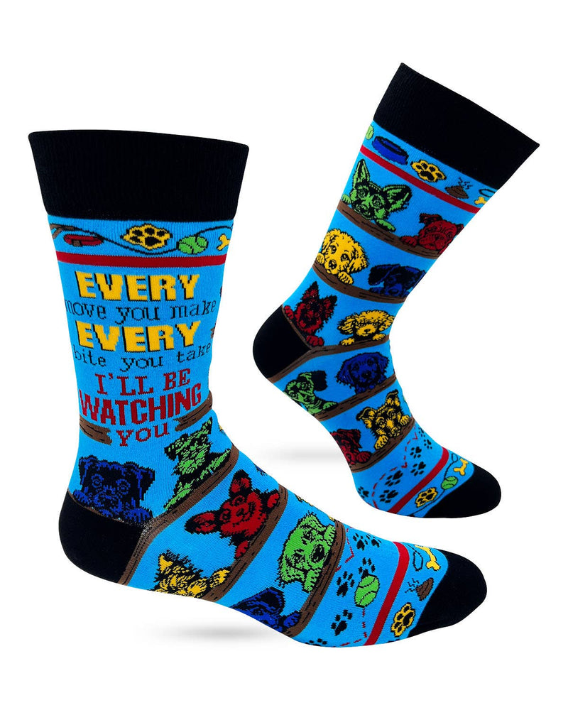 Every Move You Make, Every Bite You Take I'll Be Watching You Men's Novelty Crew Socks - Bundle Bus