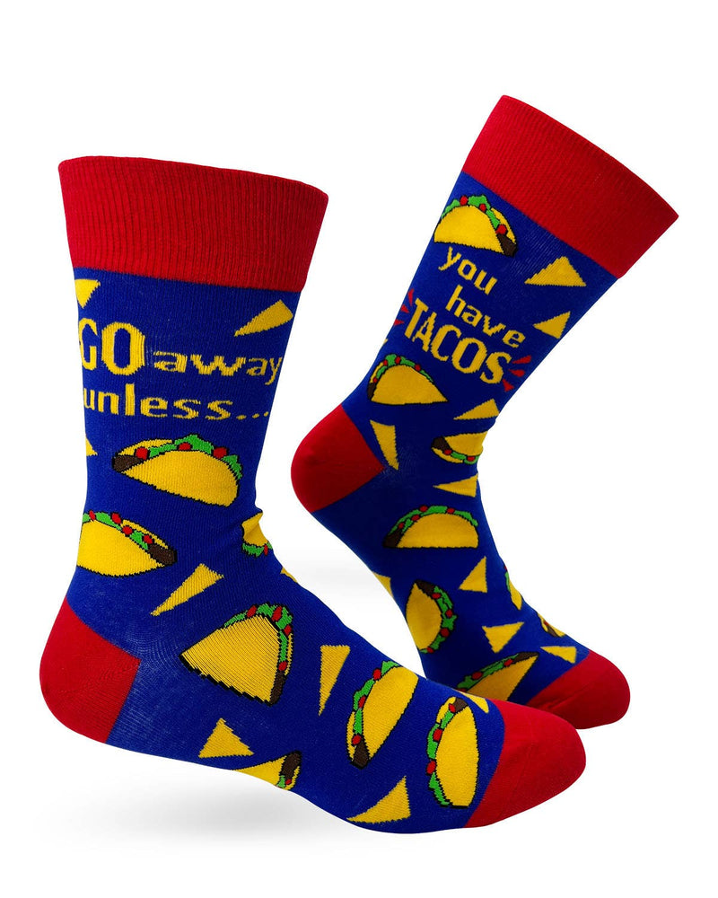 Go Away Unless You Have Tacos Men's Novelty Crew Socks - Bundle Bus