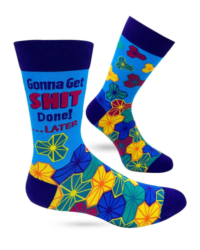 Gonna Get Shit Done!.. Later Men's Novelty Crew Socks - Bundle Bus