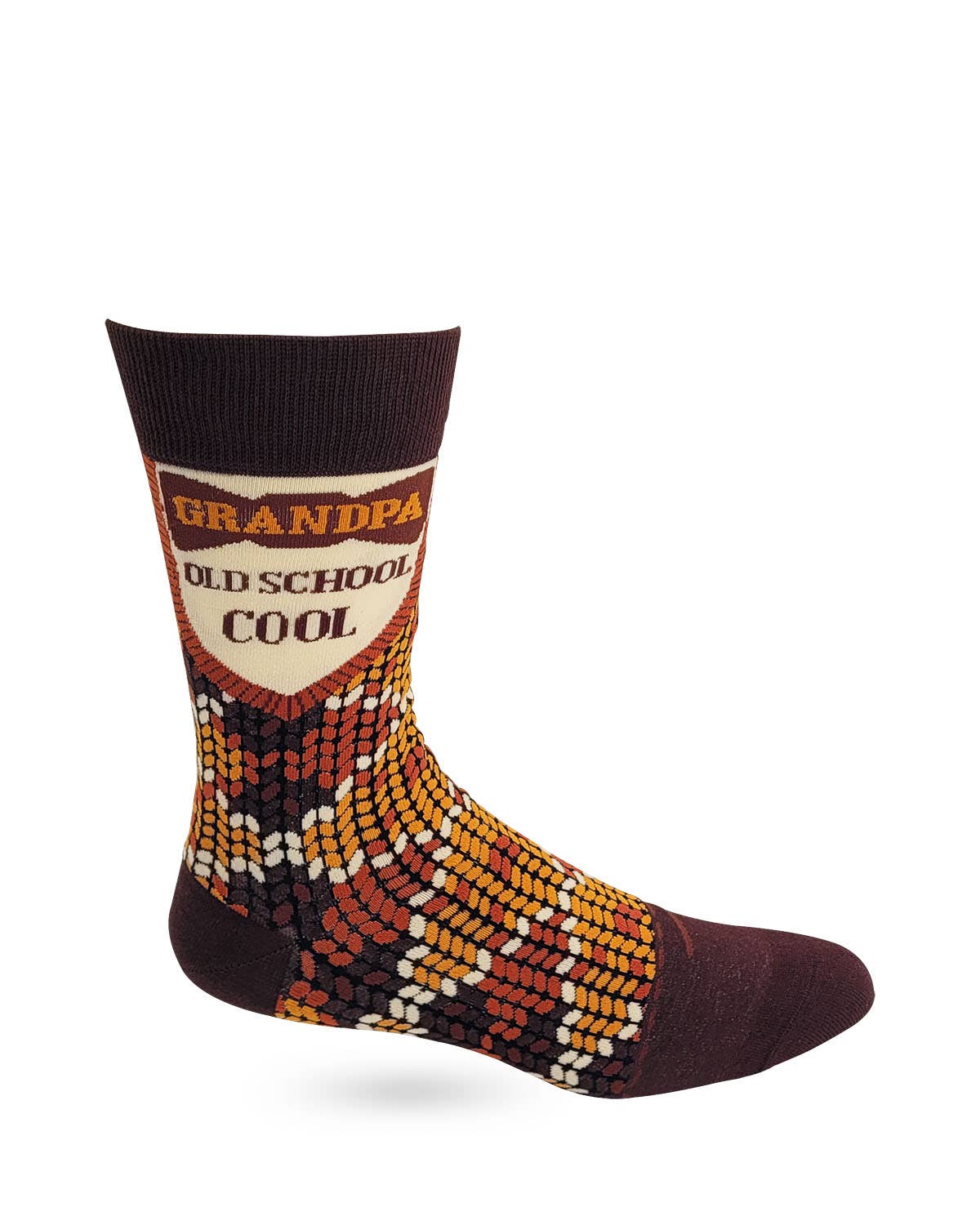 Grandpa Old School Cool Men's Novelty Crew Socks - Bundle Bus