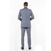 Gray / Black Solid with Black Shawl Collar Trim 2 - PC Slim Fit Suits - Bundle Bus