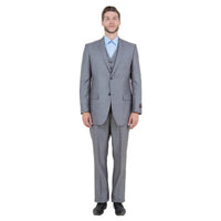 Gray Solid Shiny Sharkskin 3 - PC Regular Modern Fit Suits - Bundle Bus