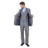 Gray Solid Shiny Sharkskin 3 - PC Regular Modern Fit Suits - Bundle Bus