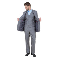 Gray Solid Shiny Sharkskin 3 - PC Regular Modern Fit Suits - Bundle Bus