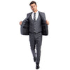 Grey Men's Ultra Slim - Fit 3 - Piece Glen Check Suit - Bundle Bus