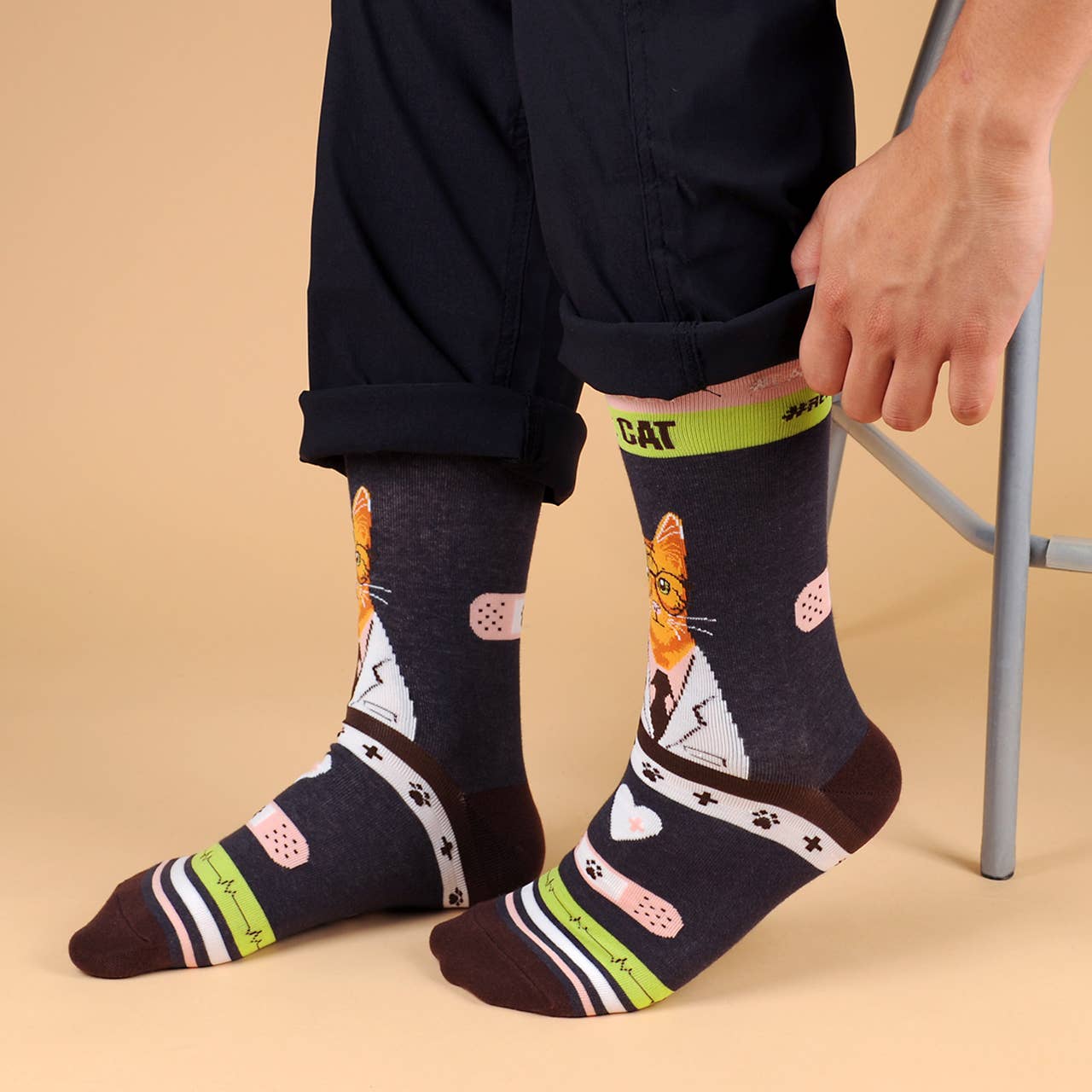 Health Care Heroes - Dr. Cat - Ultra Premium Novelty Socks - Bundle Bus