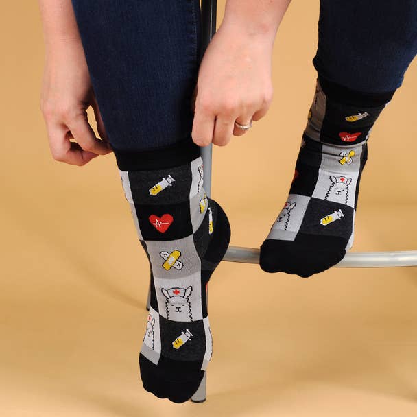 Health Care Heroes - Nurse Llama - Ultra Premium Socks - Bundle Bus