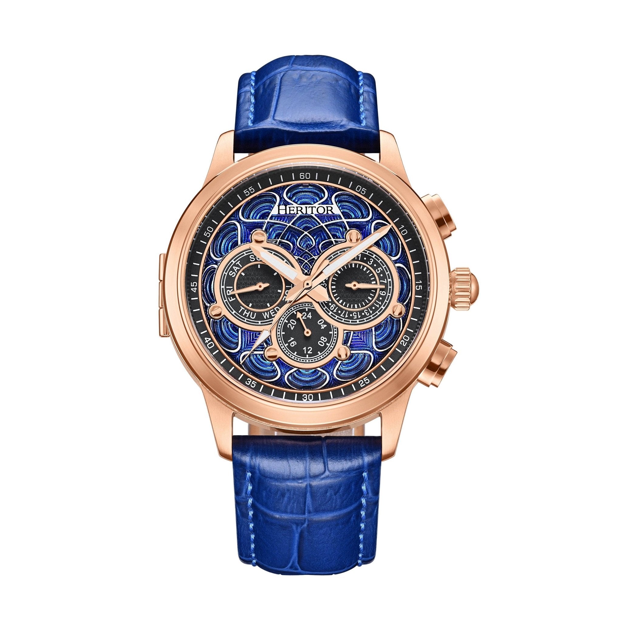 Heritor Automatic Apostle Leather Band Watch with Day/Date - Bundle Bus