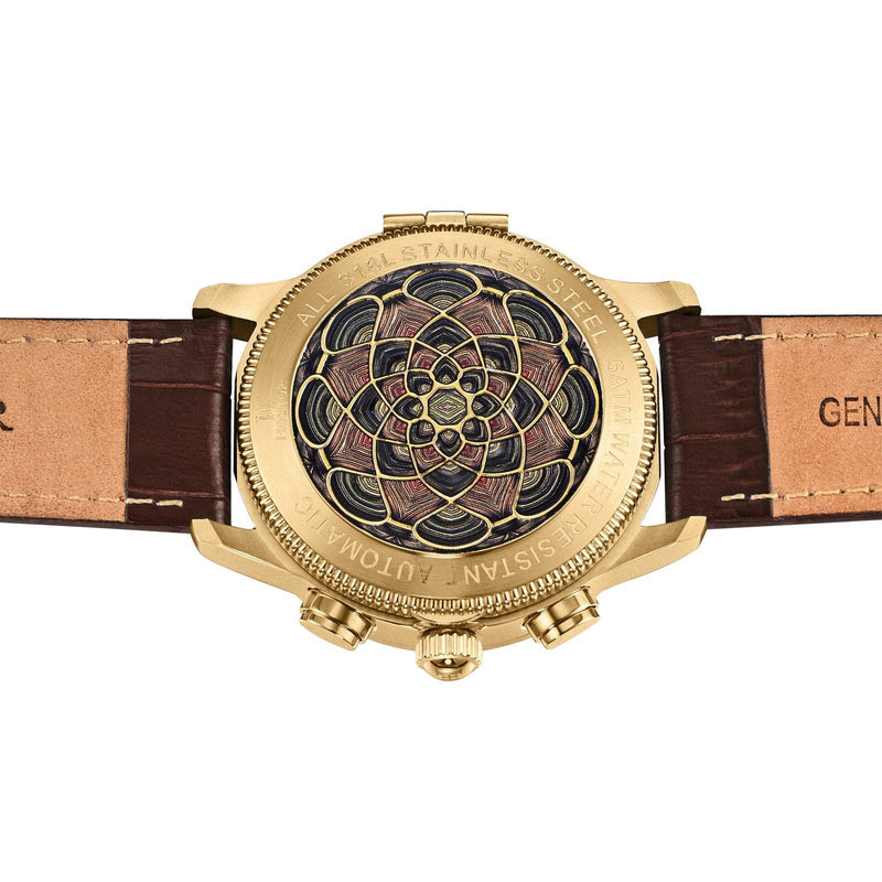 Heritor Automatic Apostle Leather Band Watch with Day/Date - Bundle Bus