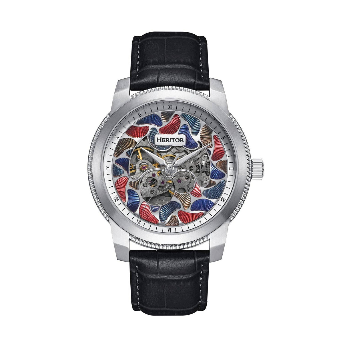 Heritor Automatic Emmanuel Semi - Skeleton Leather - Band Watch - Bundle Bus