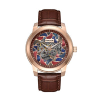 Heritor Automatic Emmanuel Semi - Skeleton Leather - Band Watch - Bundle Bus