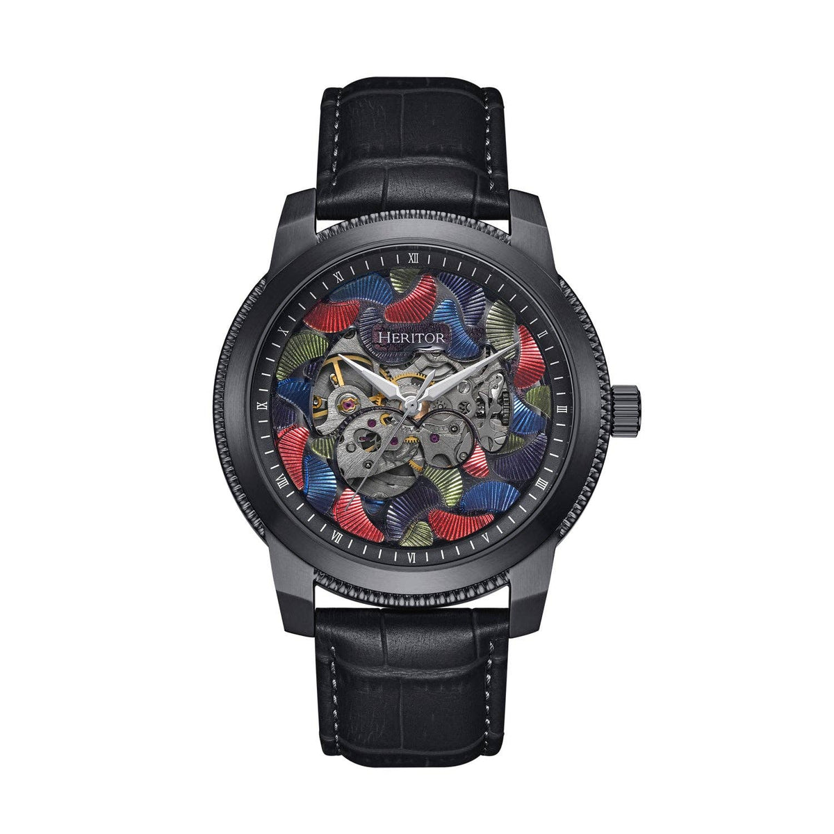 Heritor Automatic Emmanuel Semi - Skeleton Leather - Band Watch - Bundle Bus