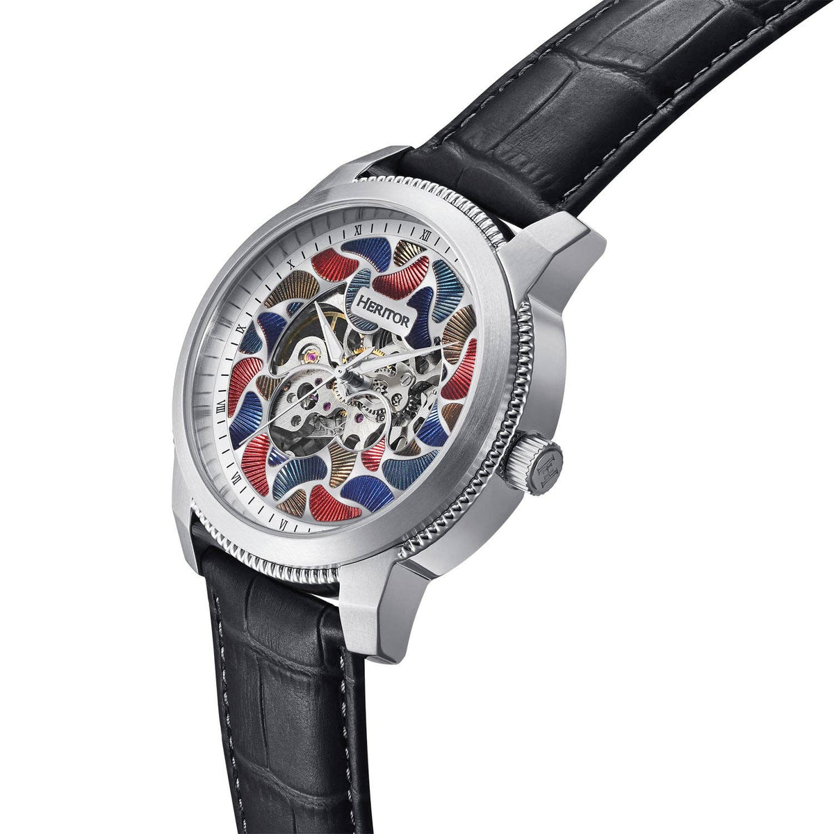 Heritor Automatic Emmanuel Semi - Skeleton Leather - Band Watch - Bundle Bus
