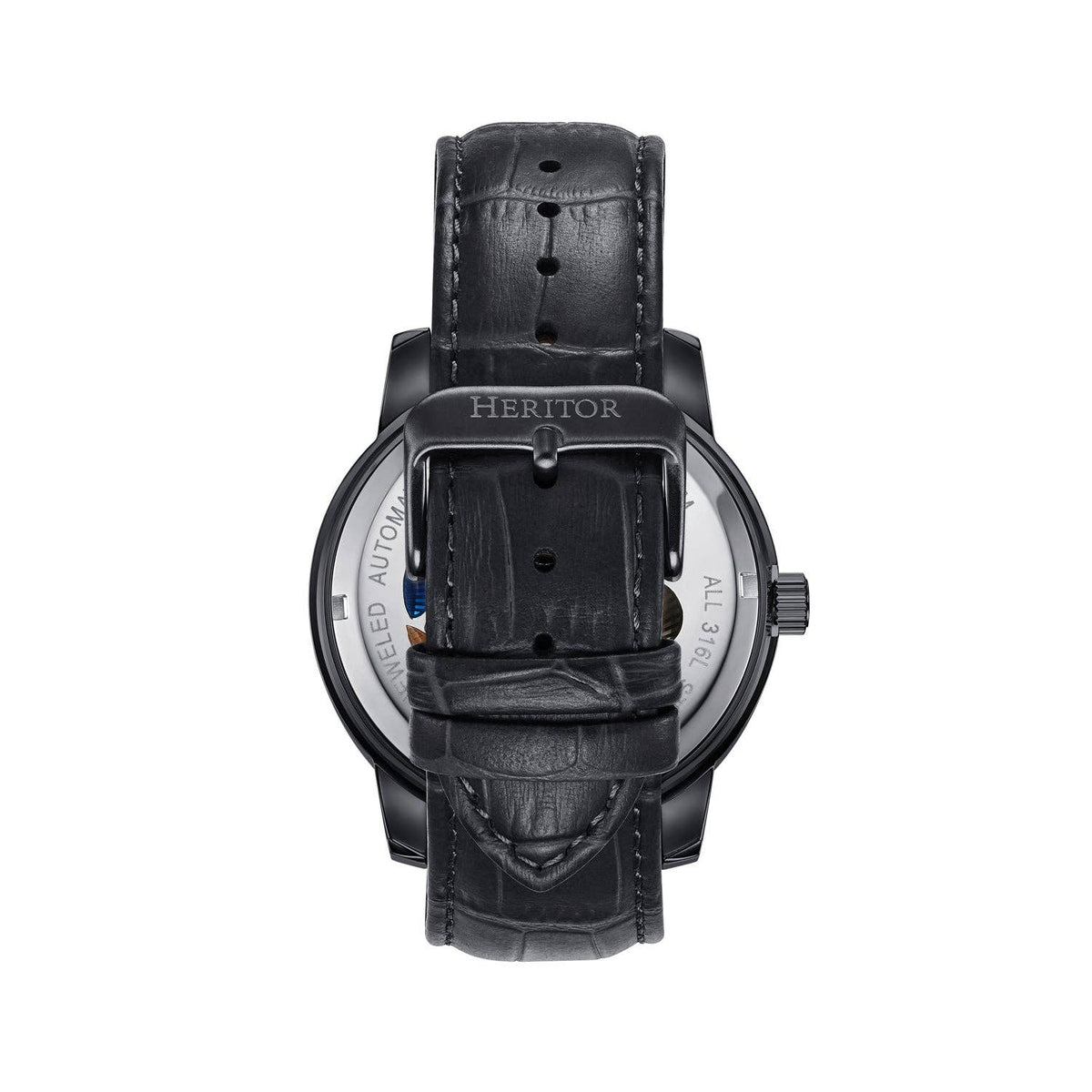Heritor Automatic Emmanuel Semi - Skeleton Leather - Band Watch - Bundle Bus