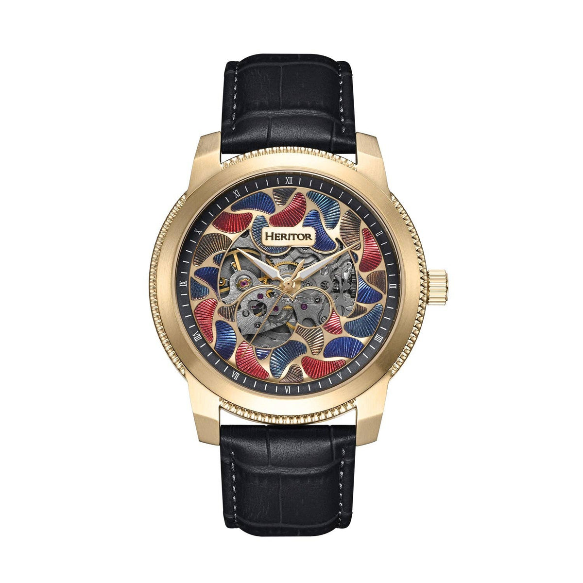 Heritor Automatic Emmanuel Semi - Skeleton Leather - Band Watch - Bundle Bus