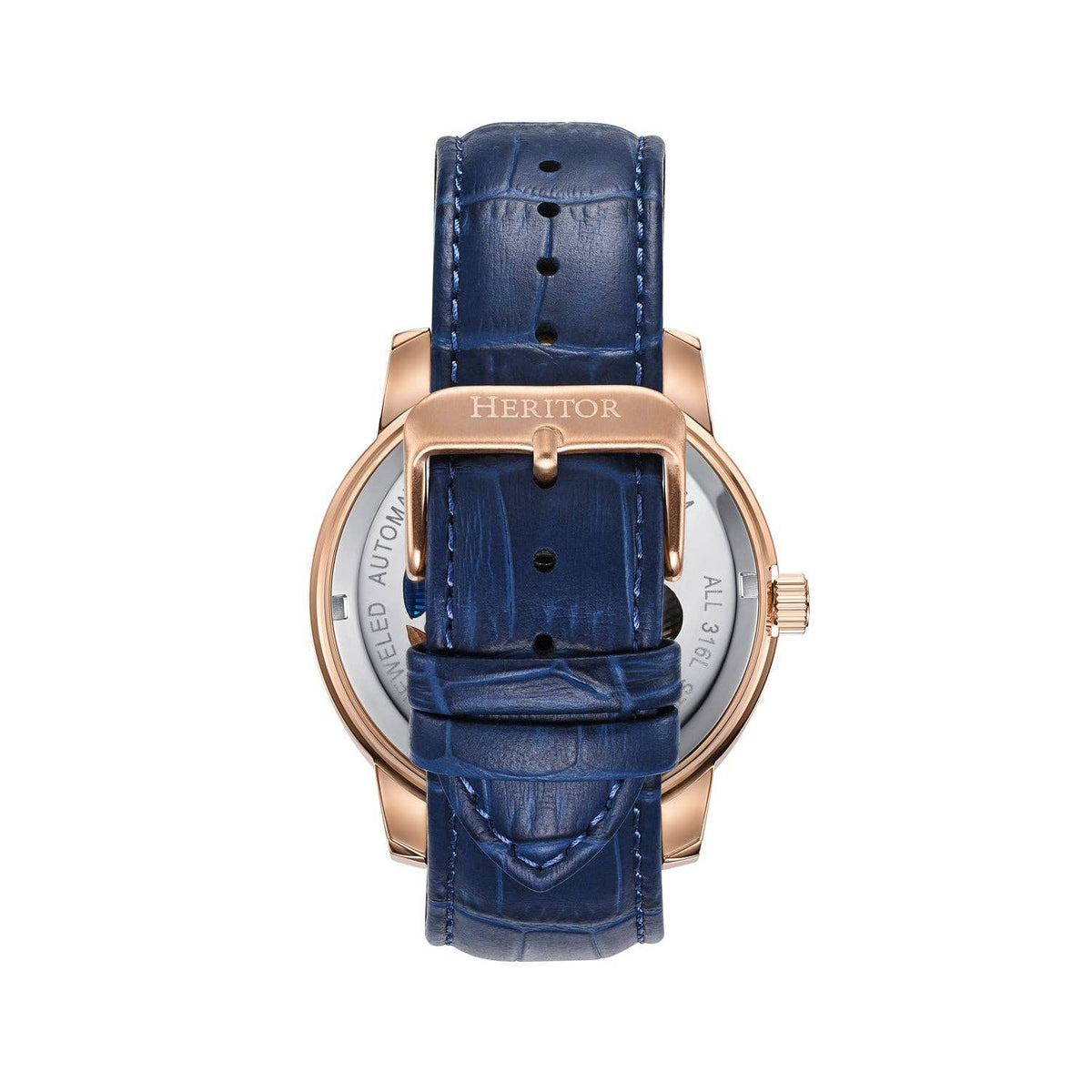 Heritor Automatic Emmanuel Semi - Skeleton Leather - Band Watch - Bundle Bus