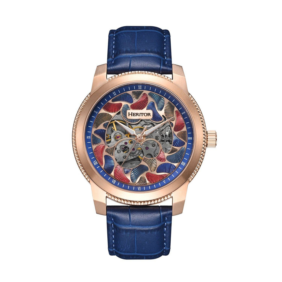 Heritor Automatic Emmanuel Semi - Skeleton Leather - Band Watch - Bundle Bus