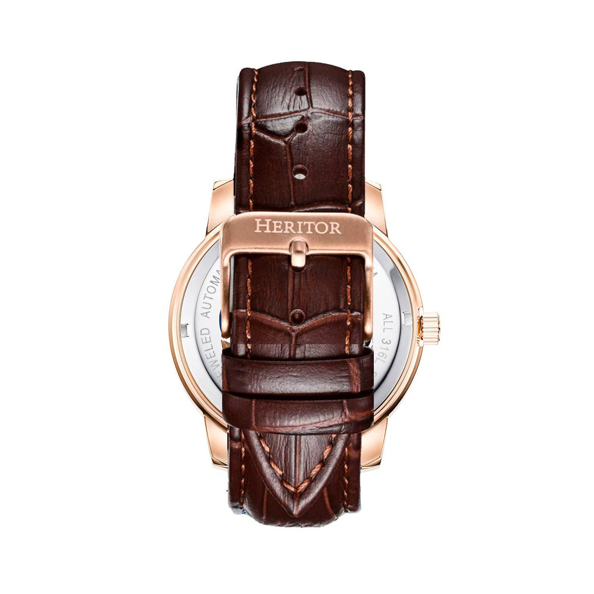 Heritor Automatic Emmanuel Semi - Skeleton Leather - Band Watch - Bundle Bus