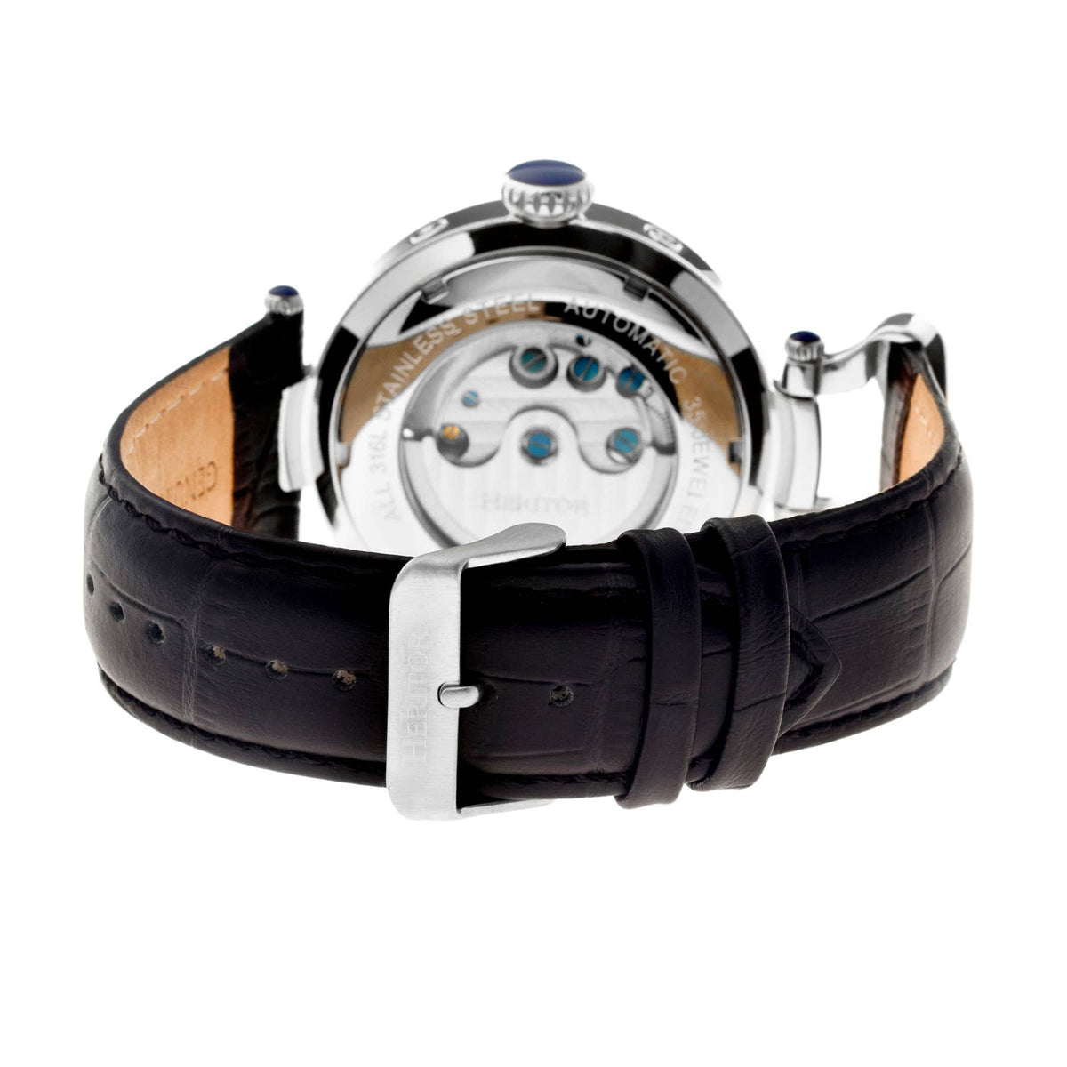 Heritor Automatic Ganzi Semi - Skeleton Leather - Band Watch - Bundle Bus